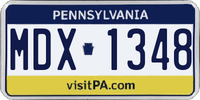 PA license plate MDX1348