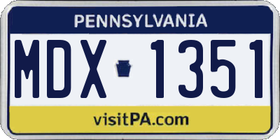 PA license plate MDX1351