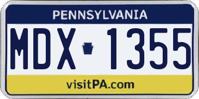 PA license plate MDX1355