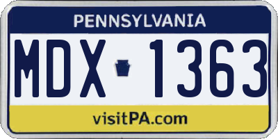 PA license plate MDX1363