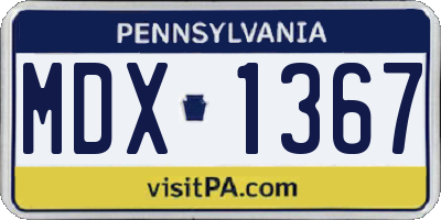 PA license plate MDX1367