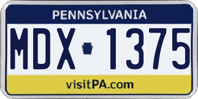 PA license plate MDX1375
