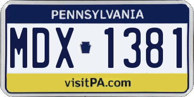 PA license plate MDX1381