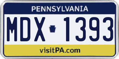 PA license plate MDX1393
