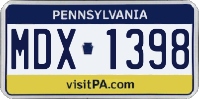 PA license plate MDX1398