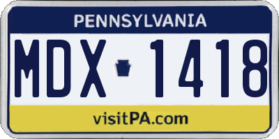 PA license plate MDX1418