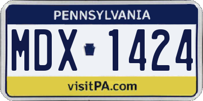 PA license plate MDX1424