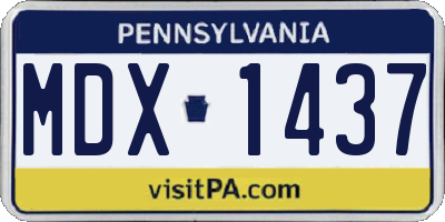PA license plate MDX1437