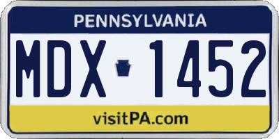 PA license plate MDX1452
