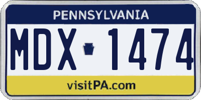 PA license plate MDX1474