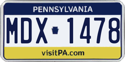 PA license plate MDX1478
