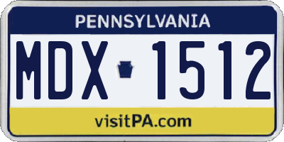 PA license plate MDX1512