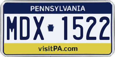 PA license plate MDX1522