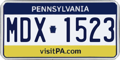 PA license plate MDX1523