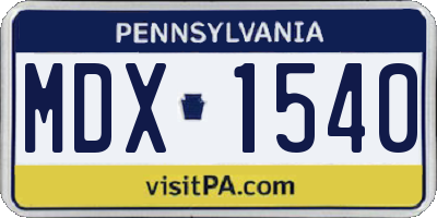 PA license plate MDX1540