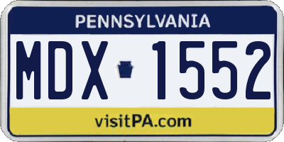 PA license plate MDX1552