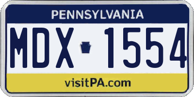 PA license plate MDX1554