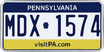 PA license plate MDX1574