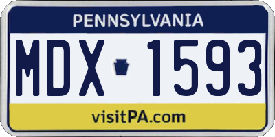 PA license plate MDX1593