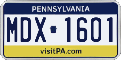 PA license plate MDX1601