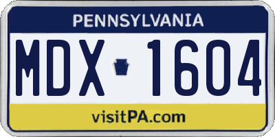 PA license plate MDX1604