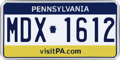 PA license plate MDX1612