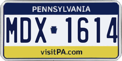 PA license plate MDX1614