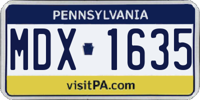 PA license plate MDX1635