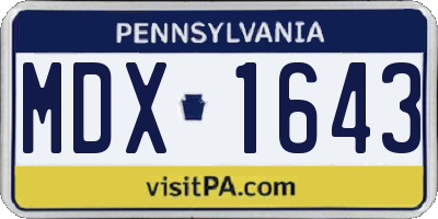 PA license plate MDX1643