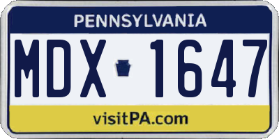 PA license plate MDX1647