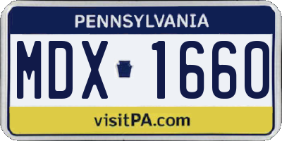 PA license plate MDX1660