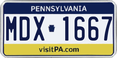 PA license plate MDX1667