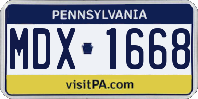 PA license plate MDX1668