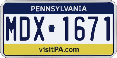 PA license plate MDX1671