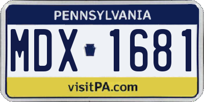 PA license plate MDX1681