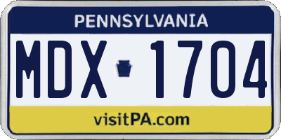 PA license plate MDX1704