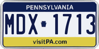 PA license plate MDX1713
