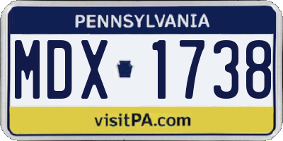 PA license plate MDX1738