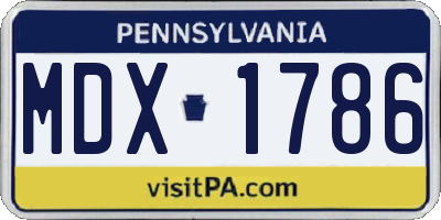 PA license plate MDX1786