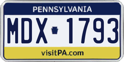 PA license plate MDX1793