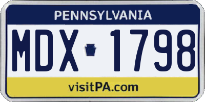 PA license plate MDX1798