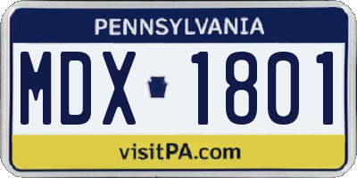 PA license plate MDX1801