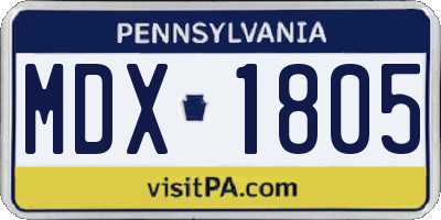 PA license plate MDX1805