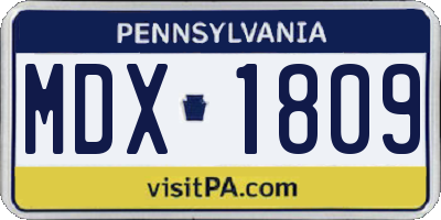 PA license plate MDX1809
