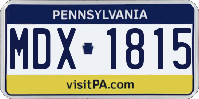 PA license plate MDX1815