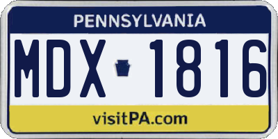PA license plate MDX1816