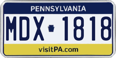 PA license plate MDX1818