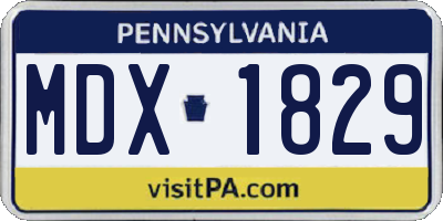 PA license plate MDX1829