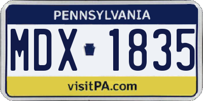 PA license plate MDX1835