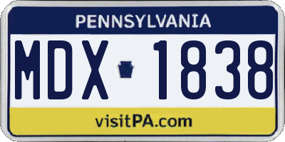 PA license plate MDX1838
